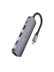 USB-хаб Hoco HB27 Type-C (1xUSB 3.0 + 1xUSB 2.0 + 1xType-C PD + 1xHDMI) Metal Gray (6931474769329)