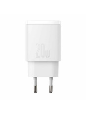 Мережевий зарядний пристрій Baseus Compact White 1 USB-A + 1 USB-C (1 USB-A + 1 USB-C) 20W White (CCXJ-B02) 20 Відсутній