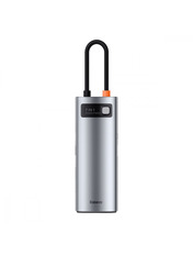 USB-хаб Baseus Metal Gleam Series 7-in-1 Type-C (2xUSB 3.0 + 2xType-C + 1xHDMi + SD + TF) Deep Gray (WKWG020113)