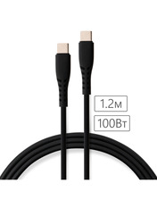 Кабель синхронізації Vinga Type-C to Type-C Black 1,2 100W 1,2m Black (VCDCCC21012SB)