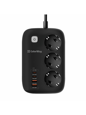 Мережевий фільтр ColorWay CW-CHE34PDB 3/2m + 2 USB Black