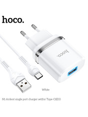 Мережевий зарядний пристрій Hoco N1 Type-C White (1 USB-A) 12W + кабель Type-C White 12 1 USB-A