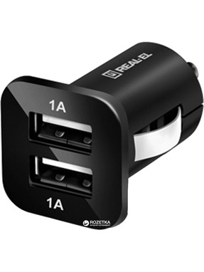 Автомобільний зарядний пристрій REAL-EL CA-22 24W 2 USB-A Black