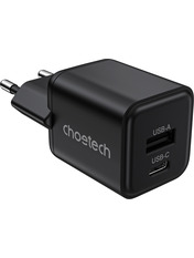 Мережевий зарядний пристрій Choetech PD5012 1 USB-A + 1 USB-C 30 Відсутній Black (1 USB-A + 1 USB-C) 30W Black (PD5012-EU-BK)