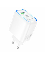 Мережевий зарядний пристрій Borofone BA89A (1 USB-A + 1 USB-C) 30W + кабель Type-C to Lightning White
