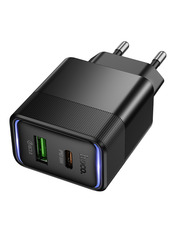 Мережевий зарядний пристрій Hoco CS112A 30 1 USB-A + 1 USB-C Black Відсутній (1 USB-A + 1 USB-C) 30W Black