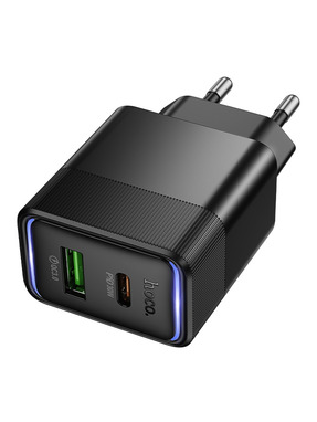 Мережевий зарядний пристрій Hoco CS112A (1 USB-A + 1 USB-C) 30W Black