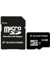 Карта пам'яті Silicon Power microSDHC 16GB Class 10 + SD-adapter (SP016GBSTH010V10-SP) 16 ГБ