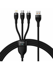 Кабель синхронізації Baseus  Flash SeriesUSB to Lightning + microUSB + Type-C 12W 1,2m Grey/Black (CA1T3-G1)
