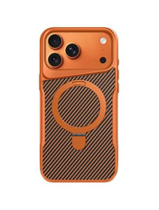 Чохол Metal Buttons with MagSafe Carbon Ring для Apple iPhone 17 Pro Max Orange Orange (6938270519)