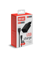 Мережевий зарядний пристрій ColorWay CW-CHS012 (1 USB-A) 10W + кабель MicroUSB Black (CW-CHS012CM-BK) Black MicroUSB