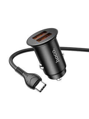 Автомобільний зарядний пристрій Hoco NZ1 12W 2 USB-A +кабель Type-C Black