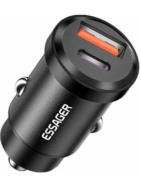 Автомобільний зарядний пристрій Essager Gyroscope Mini 45W 1 USB-A + 1 USB-C Black (ECCAC45-TL01-Z)