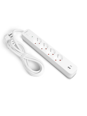 Мережевий фільтр Videx ONCORD з/з 4/3m + 1 USB White (VF-PD43G1QC1PD-W)