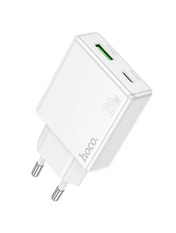 Мережевий зарядний пристрій Hoco C142A Direct (1 USB-A + 1 USB-C) 20W White