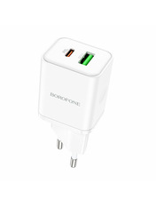Мережевий зарядний пристрій Borofone BN7 1 USB-C Відсутній (1 USB-C) 20W White