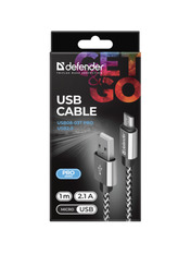 Кабель синхронізації Defender 08-03T ProUSB to microUSB White 1m White (87803)