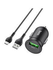 Автомобільний зарядний пристрій Hoco Z43 Mighty 18W Black Type-C 1 USB-A +кабель Type-C Black 1 USB-A