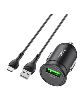 Автомобільний зарядний пристрій Hoco Z43 Mighty 18W 1 USB-A +кабель Type-C Black