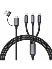 Кабель синхронізації Cablexpert USB to Lightning + microUSB + 2 Type-C 1,5m Black