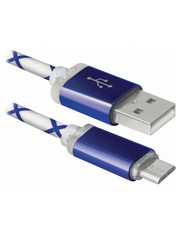 Кабель синхронізації Defender USB08-03LT USB to microUSB 1m Blue (87555)