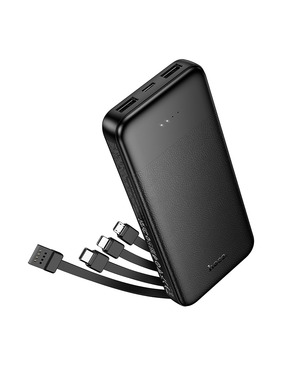 Павербанк Hoco J163 Wonderful with 4 cables 1xUSB-C + 2xUSB-A 10W 20000mAh Black