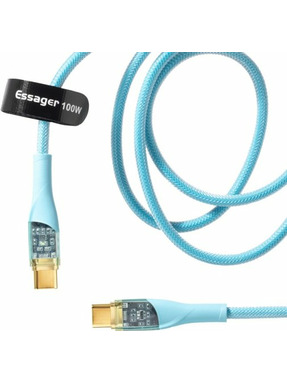 Кабель синхронізації Essager Interstellar Transparent Design Type-C to Type-C 100W 1m Blue (EXCTT1-XJ03-P)
