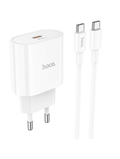 Мережевий зарядний пристрій Hoco C94A 1 USB-C 20 White Type-C to Type-C (1 USB-C) 20W + кабель Type-C to Type-C White