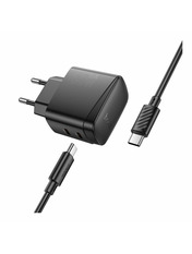 Мережевий зарядний пристрій Hoco CS62A Type-C to Type-C (2 USB-C) 45W + кабель Type-C to Type-C Black