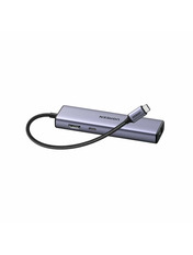 USB-хаб Ugreen USB 3.0, USB Type-C 3xUSB 3.0 + 1xTyper-C + 1xHDMI + 1xRJ45 (3xUSB 3.0 + 1xTyper-C + 1xHDMI + 1xRJ45) з додатковим живленням Space Gray (UGR-15598)