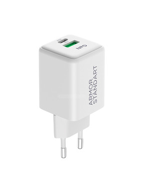 Мережевий зарядний пристрій ArmorStandart AR371 GaN (1 USB-A + 1 USB-C) 30W White (ARM77549)