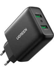 Мережевий зарядний пристрій Ugreen CD161 Black Відсутній 2 USB-A (2 USB-A) 36W Black (10216) 36