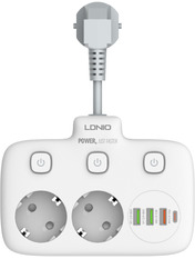 Мережевий фільтр LDNIO SE2435 2 0.1 2/0,1m + 3 USB + 1 Type-C White