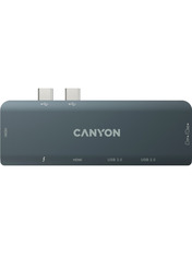 USB-хаб Canyon DS-5 2хType-C 1xUSB 3.0 + 1xUSB 2.0 + 1xType-C + 2xHDMI (1xUSB 3.0 + 1xUSB 2.0 + 1xType-C + 2xHDMI) Grey (CNS-TDS05B)