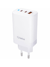 Мережевий зарядний пристрій Gelius Elevaro GP-HC065 White 65 1 USB-A + 2 USB-C Type-C to Type-C (1 USB-A + 2 USB-C) 65W + кабель Type-C to Type-C White (101369)