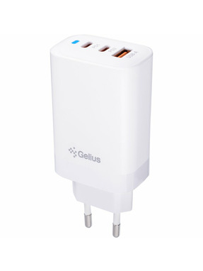 Мережевий зарядний пристрій Gelius Elevaro GP-HC065 (1 USB-A + 2 USB-C) 65W + кабель Type-C to Type-C White (101369)