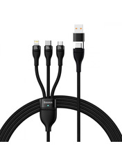 Кабель синхронізації Baseus Flash Series II USB to Lightning + microUSB + Type-C 100W 1,2m Black (CASS030101)
