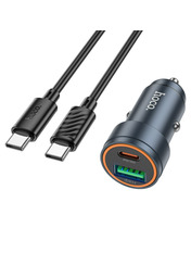 Автомобільний зарядний пристрій Hoco Z57A Glorious 30W 1 USB-A + 1 USB-C Type-C to Type-C Gray 1 USB-A + 1 USB-C + кабель Type-C to Type-C Gray