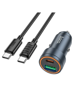 Автомобільний зарядний пристрій Hoco Z57A Glorious 30W 1 USB-A + 1 USB-C + кабель Type-C to Type-C Gray
