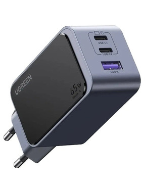 Мережевий зарядний пристрій Ugreen X553 (1 USB-A + 2 USB-C) 65W Grey (35042)