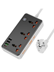 Мережевий фільтр Hoco AC8A 3 1.5 3/1,5m + 3 USB + 1 Type-C Black