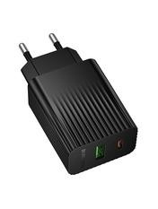 Мережевий зарядний пристрій Borofone BAS76A Black (1 USB-A + 1 USB-C) 30W Black Відсутній