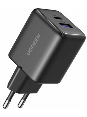 Мережевий зарядний пристрій Ugreen X516 GaN (1 USB-A + 1 USB-C) 30W Black (65014)