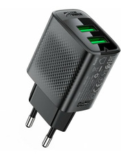 Мережевий зарядний пристрій ACEFAST A86 Black Відсутній 2 USB-A 12 (2 USB-A) 12W Black (6974316283270)