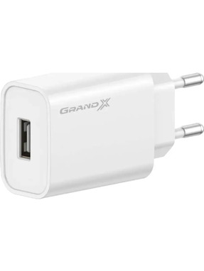 Мережевий зарядний пристрій Grand-X (1 USB-A + 1 USB-C) 18W + кабель Type-C White (CH-550WT)