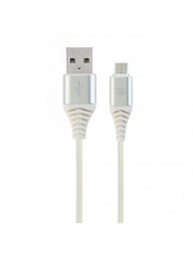 Кабель синхронізації Cablexpert Premium Cotton Braided USB to microUSB 2 Ні Silver/White 2m Silver/White (CC-USB2B-AMMBM-2M-BW2)