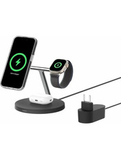 Бездротовий зарядний пристрій Belkin BoostCharge Pro 3in1 Qi2 Black 15 Black (WIZ032KQBK)