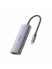 USB-хаб Ugreen CM252 Type-C (3xUSB 3.0 + 1xRJ45) з додатковим живленням Gray (UGR-60718)