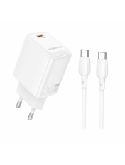 Мережевий зарядний пристрій Borofone BN28 Fuente 1 USB-C 30 White Type-C to Type-C (1 USB-C) 30W + кабель Type-C to Type-C White