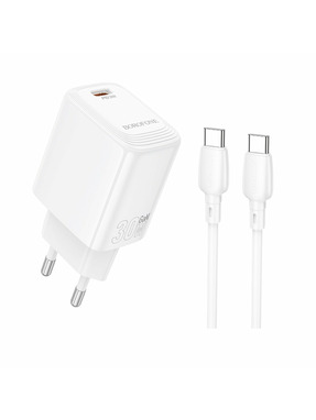 Мережевий зарядний пристрій Borofone BN28 Fuente (1 USB-C) 30W + кабель Type-C to Type-C White